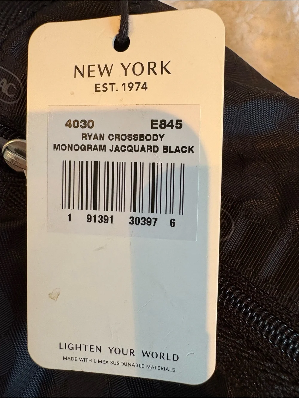 NWT Lesportsac Ryan monogram jacquard Black Nylon Crossbody Bag